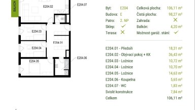 Prodej bytu 4+kk/sklep/garážové stání/balkon, 106 m2, ul. Nepomuckých, Praha 9 - Letňany.