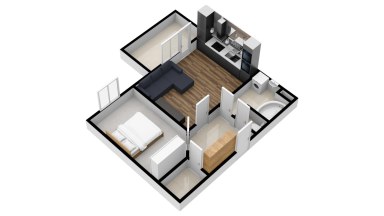 Pronájem bytu 2+kk/B, 45 m2 + balkon 7 m2, ulice V Honech, Klecany. 